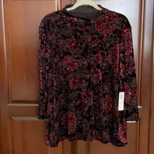 CHICO’S Velvet Flocked Tunic in Floral Print - Chico’s Size 4 - NEW WITH TAGS
